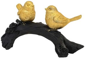 Διακοσμητικά Πουλιά Σε Κλαδί 281-224-025 28x10x15cm Black-Gold Πολυρεσίνη