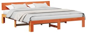 vidaXL Κρεβάτι με Κεφαλάρι Καφέ 200x200 εκ Μασίφ Ξύλο Πεύκου