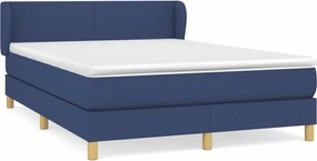 vidaXL Κρεβάτι Boxspring με Στρώμα Μπλε 140x190 εκ. Υφασμάτινο