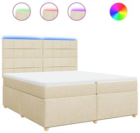 vidaXL Κρεβάτι Boxspring με Στρώμα Κρεμ 200x200 εκ. Υφασμάτινο