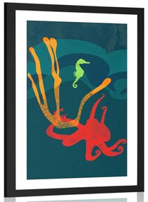 Αφίσα με παρπαστού Υποθαλάσσια ζωή - 20x30 black