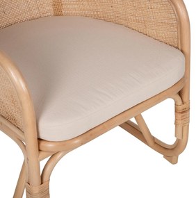 Καρέκλα - Πολυθρόνα ΚΙΚΟ C9839 Φυσικό Rattan με Λευκό Μαξιλάρι 61x71x76Yεκ. 61x71x76 εκ.