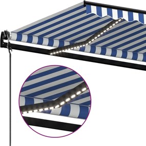 vidaXL Αναδιπλούμενη τέντα Μπλε και άσπρο 300 x 250 εκ Πολυεστέρας