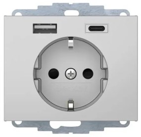 Πρίζα Σούκο με 2xUSB A+C Αλουμίνιο Berker K.5 48047003 Hager-48047003-Αλουμίνιο 48047003