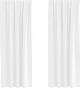 vidaXL Κουρτίνες Μαύρης Ύφανσης με Δαχτυλίδια 2 pcs Καθαρό Λευκό