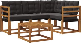 vidaXL Σειρά Καναπέ Εξωτερικού 5 pcs Φυσικό και Μαύρο