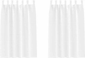 vidaXL Κουρτίνες Μαύρης Ύφανσης με Δαχτυλίδια 2 pcs Καθαρό Λευκό