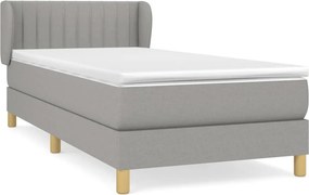 vidaXL Κρεβάτι Boxspring με Στρώμα Ανοιχτό Γκρι 90x190 εκ. Υφασμάτινο