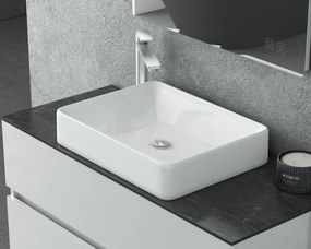 Drop Luxus 100 White Gloss Top-2 MDF - Επιπλο Μπανιου με Νιπτήρα &amp; Καθρέπτη