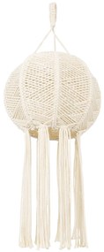 36214 GloboStar®  36214 EGYPT Boho Καπέλο Φωτιστικού- Μακραμέ Πλεκτό Χειροποίητο Μπεζ Βαμβακερό Νήμα - Μ30 x Π30  x Υ75cm