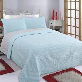 Κουβερλί Μονό (Σετ 160x220) 2 Όψεων Silk Fashion Lines Sky Blue/Grey