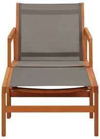 vidaXL Πολυθρόνα Κήπου + Υποπόδιο Γκρι Μασίφ Ξύλο Ευκαλύπτου/Textilene