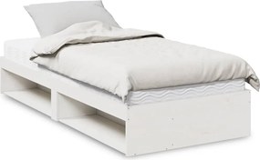 vidaXL Κρεβάτι ημέρας με στρώμα Λευκό 100x200 cm από μασίφ ξύλο πεύκο