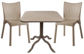 Τραπεζαρία Icon-Confident pakoworld σετ 3τεμ PP σε cappuccino απόχρωση