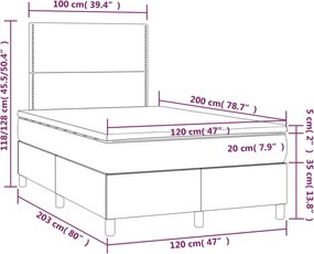 vidaXL Κρεβάτι Boxspring με Στρώμα Μπλε 120x200 εκ. Υφασμάτινο