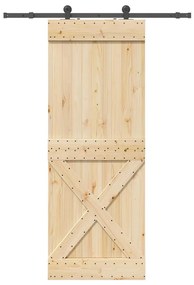 vidaXL Συρόμενη Μεσόπορτα με Μηχανισμό 85 x 210 εκ. Μασίφ Ξύλο Πεύκου