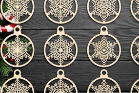 Σετ των 3 Intra απο ξύλο plywood 3mm-4mm πάχος Χριστουγεννιάτικο στολίδι Δίασταση 8x8 cm INTRAFABR-79668069