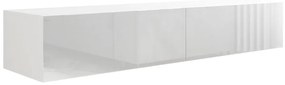 Τραπέζι Tv Charlotte A122, Γυαλιστερό λευκό, Άσπρο, Ο αριθμός των θυρών: 2, 180x30x40cm, 30 kg | Epipla1.gr