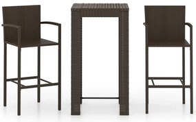 vidaXL Έπιπλα Μπαρ Εξ. Χώρου με Μπράτσα Σετ 5 τεμ. Καφέ Συνθ. Ρατάν