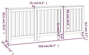 Κάλυμμα Καλοριφέρ 210x21x85 εκ. από Μασίφ Ξύλο Πεύκου - Καφέ