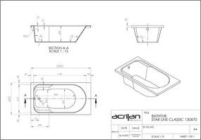 Acrilan Starline - Ακρυλική Μπανιέρα 130x70 εκ