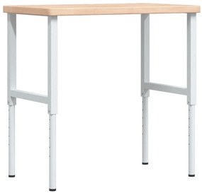 vidaXL Πάγκος Εργασίας Ορθογώνιος 100x60x(73-99,5) εκ Μασίφ Ξύλο Δρυός