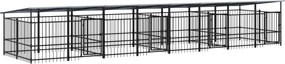 vidaXL Υπαίθριο Κλουβί Σκύλων με Οροφή από Χάλυβα 15,02 μ²