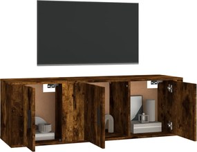 vidaXL Σετ Επίπλων Τηλεόρασης 2 Τεμαχίων Καπνιστή δρυς Επεξ. Ξύλο