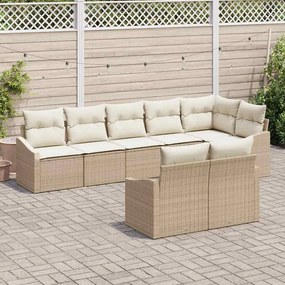 vidaXL Σετ Καναπέ Κήπου 8 pcs Μπεζ και Λευκό συνθετικό ρατάν
