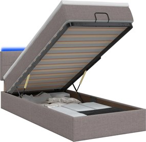 vidaXL Κρεβάτι Ottoman με Στρώμα και LED Taupe 80 x 200 cm Ύφασμα