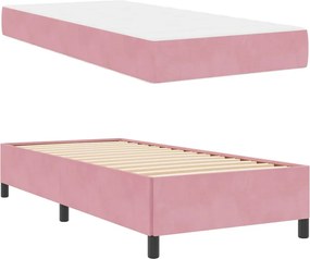 vidaXL Σκελετός Κρεβατιού με στρώμα Ροζ 90 x 190 cm ύφασμα