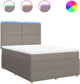 vidaXL Κρεβάτι Boxspring με Στρώμα Taupe 140x200 εκ. Υφασμάτινο