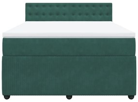 Κρεβάτι Boxspring με Στρώμα Σκούρο Πράσινο 140x200εκ. Βελούδινο - Πράσινο