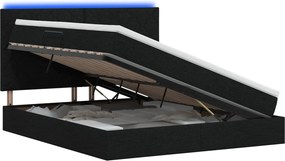 vidaXL LED Κρεβάτι αποθήκευσης με στρώμα Μαύρο 180 x 200 cm Ύφασμα