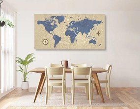 Εικόνα του παγκόσμιου χάρτη με πυξίδα σε στυλ ρετρό - 100x50