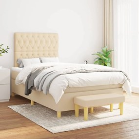 vidaXL Κρεβάτι Boxspring με Στρώμα Κρεμ 120x200 εκ. Υφασμάτινο