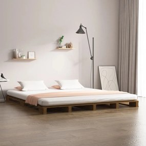 Κρεβάτι από Παλέτες Μελί 120x190 εκ. Μασίφ Πεύκο Small Double - Καφέ