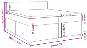 Κρεβάτι Boxspring με Στρώμα Μπλε 200x200 εκ. Υφασμάτινο - Μπλε