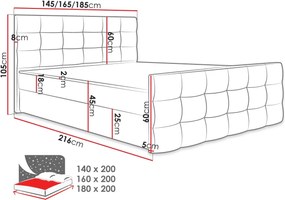 Επενδυμένο κρεβάτι Milano II-Gkri Anoixto-140 x 200