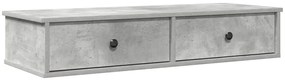 vidaXL Ράφι τοίχου με συρτάρια Γκρι μπετόν 100x37,5x19 cm Ξύλο μηχανής