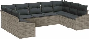 vidaXL Σετ Καναπέ με μαξιλάρι 9 pcs Γκρι συνθετικό ρατάν