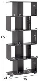 ΒΙΒΛΙΟΘΗΚΗ ΜΕΛΑΜΙΝΗΣ  ΓΚΡΙ 70x25x177Υ εκ.