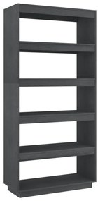 vidaXL Βιβλιοθήκη/Διαχωρ. Χώρου Γκρι 80x35x167 εκ. Μασίφ Ξύλο Πεύκου