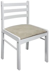 Καρέκλες Τραπεζαρίας 2 τεμ. Λευκές Καουτσουκόδεντρο/Βελούδο - Λευκό