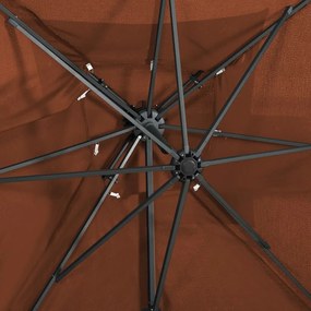 Ομπρέλα Κρεμαστή με Διπλή Οροφή Τερακότα 250 x 250 εκ. - Καφέ