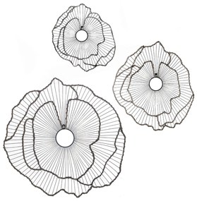 Artekko Flower Διακοσμητικό Επιτοίχιο Λουλούδι Μέταλλο Ρατάν Μαύρο (69x5x72.5)cm Σετ/3 Artekko 82248-DS