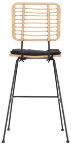 Σκαμπό Μπαρ ALLEGRA C5455.11 Μεταλλικό με Μπέζ Wicker &amp; Μαύρο Μαξιλάρι 56x59x116,5Υεκ. 56x59x116.5 εκ.