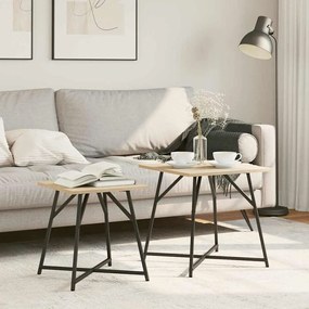vidaXL Τραπέζι Σαλονιού 2 τμχ από Σονόμα Δρυ και Μέταλλο