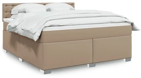 vidaXL Κρεβάτι Boxspring με Στρώμα Καπουτσίνο 180x200 εκ. Συνθ. Δέρμα