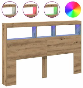 vidaXL Κεφαλάρι με Αποθηκευτικό Χώρο &amp; LED Artisan Δρυς 160x17x102 εκ.